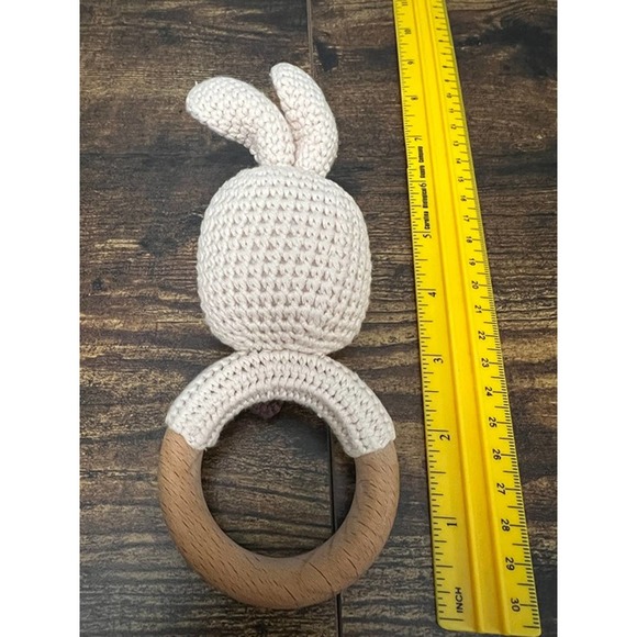 Natural Crochet‎ Organic Bunny Teether Toy Rattle with Ring - Picture 3 of 3